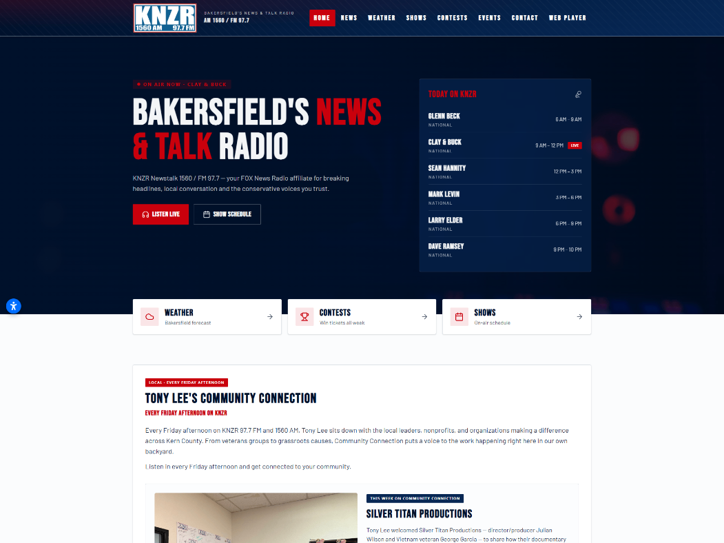 KNZR News & Talk Radio website built by Wolfpack Marketing